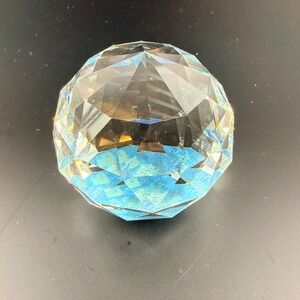 Reflections West Germany 1983 Faceted Crystal Ball Paperweight 2 Inch Vintage